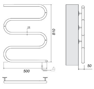 Полотенцесушитель электрический Domoterm DMT 103-25 50x81 EK R хром